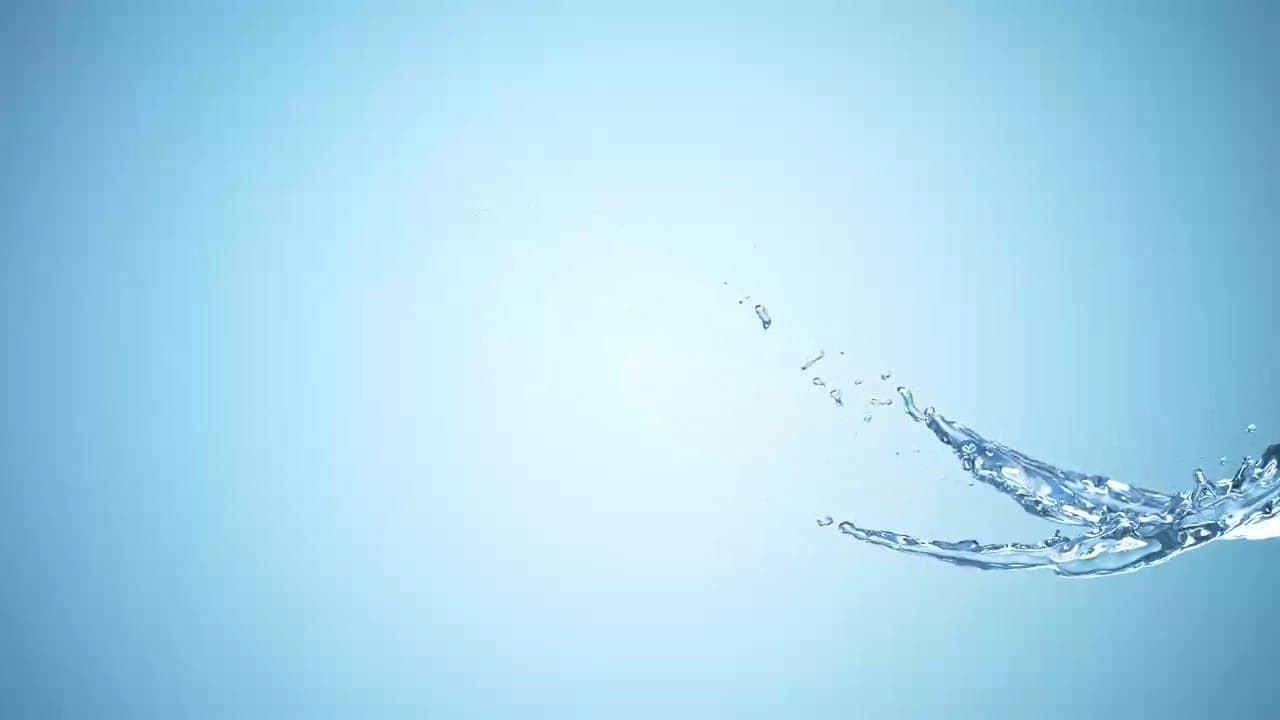Abstract computer-rendered water motion against a pale blue gradient.